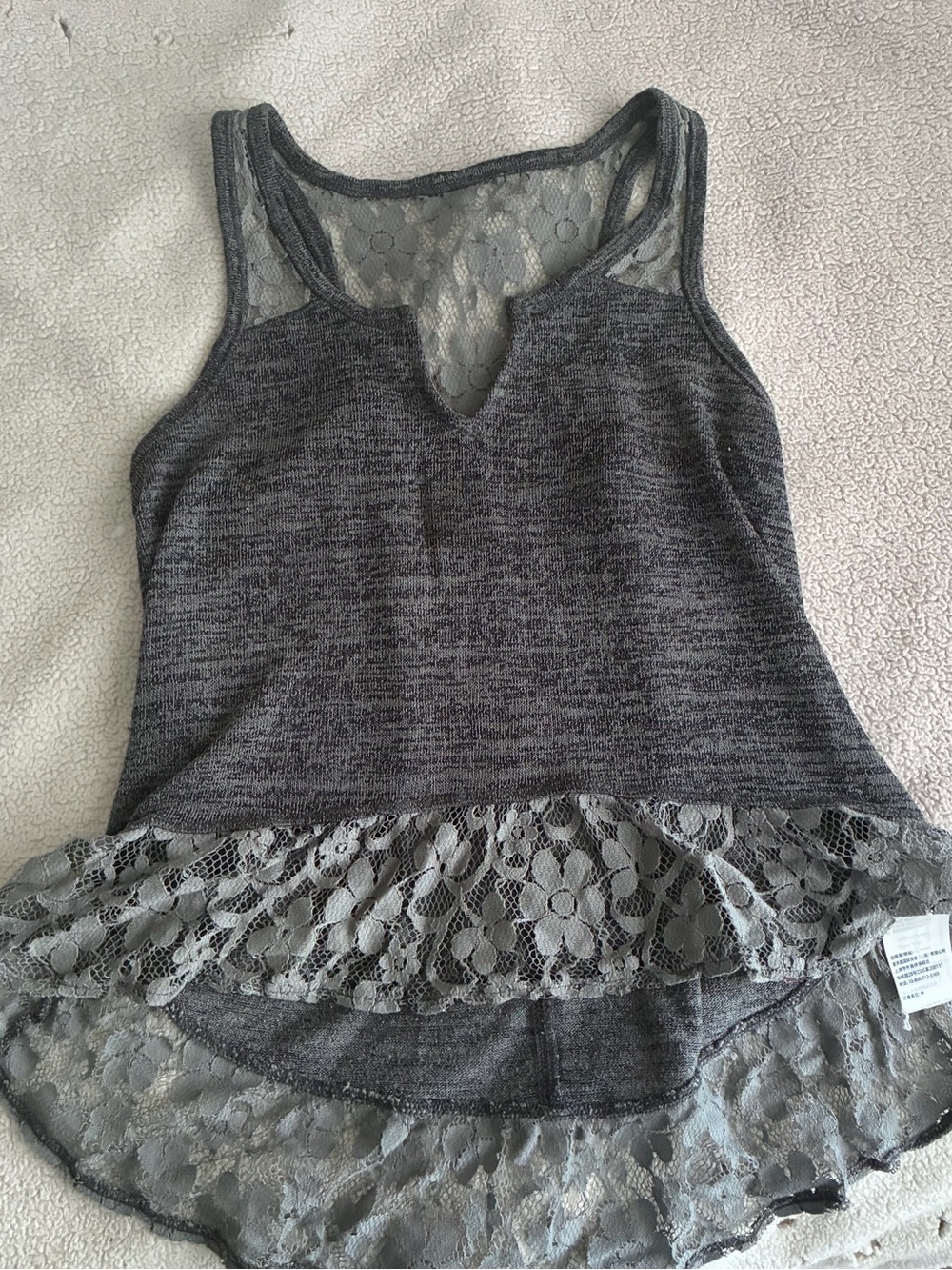 EST. 1892 abercrombie KIDS Gray Lace Trim Tank Top
